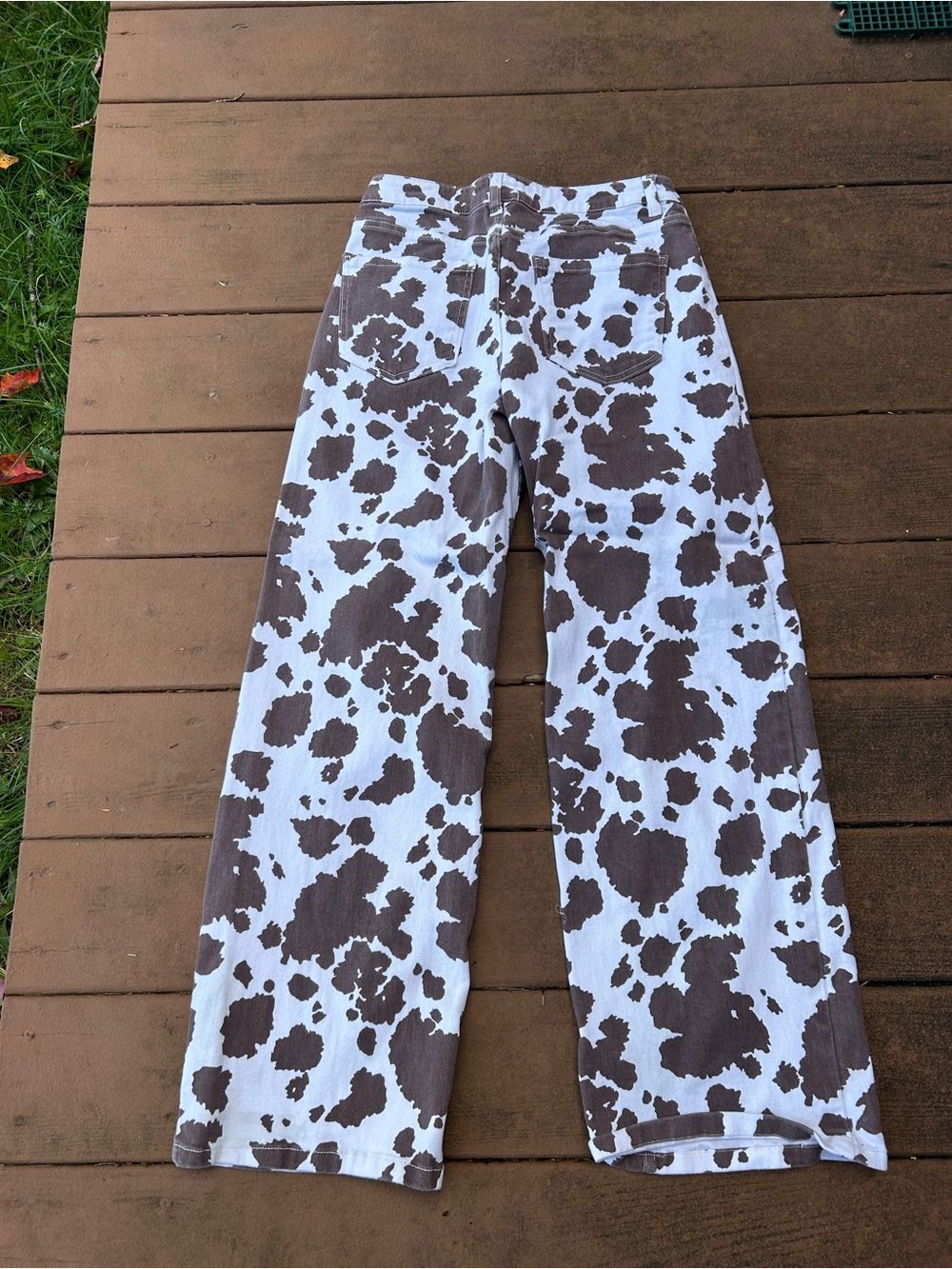 Cow Print Wide-Leg Pants - Brown and White - Picture 3 of 3